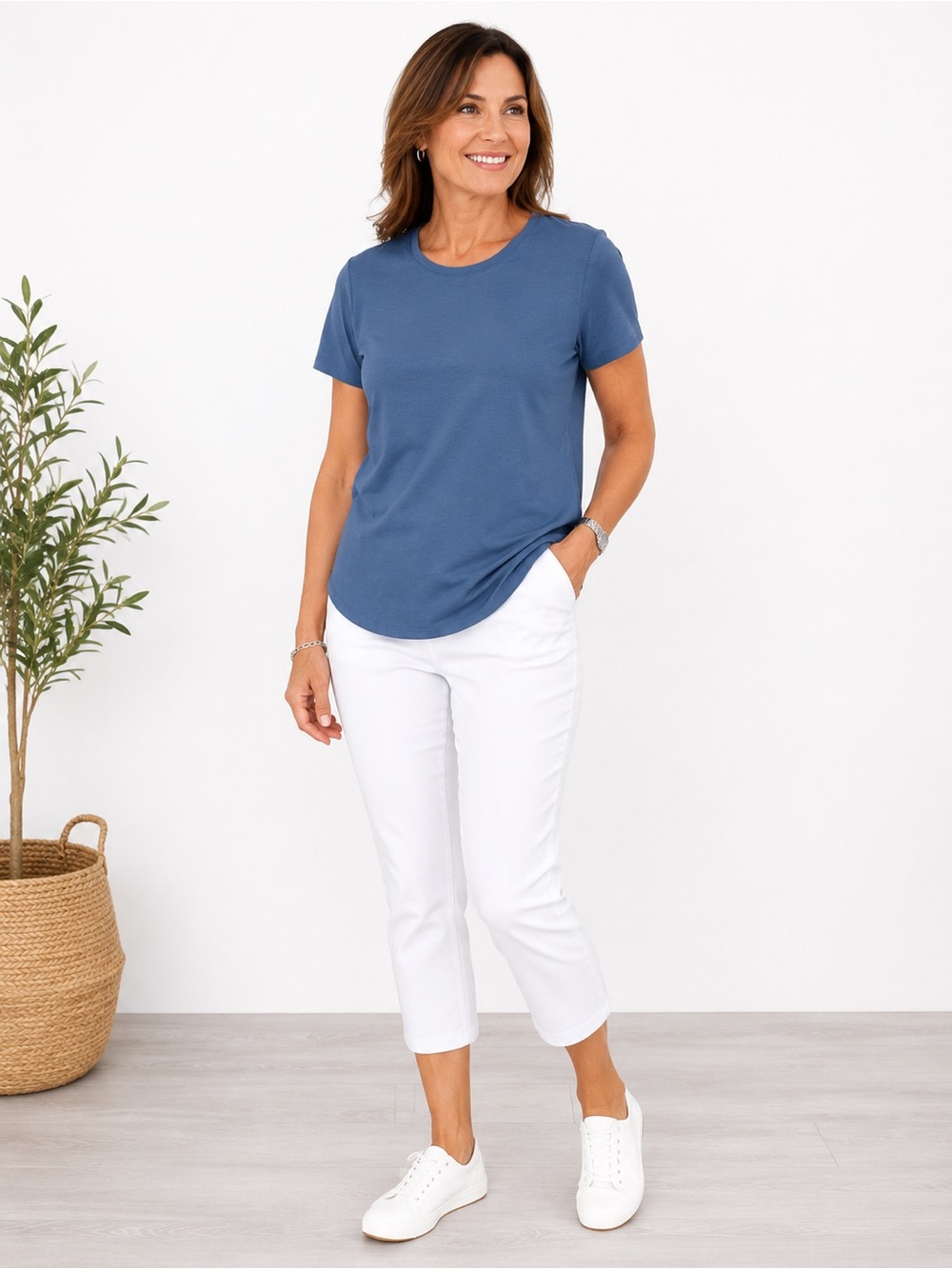 Joe Fresh Short Sleeve Crewneck Tee in Denim Blue